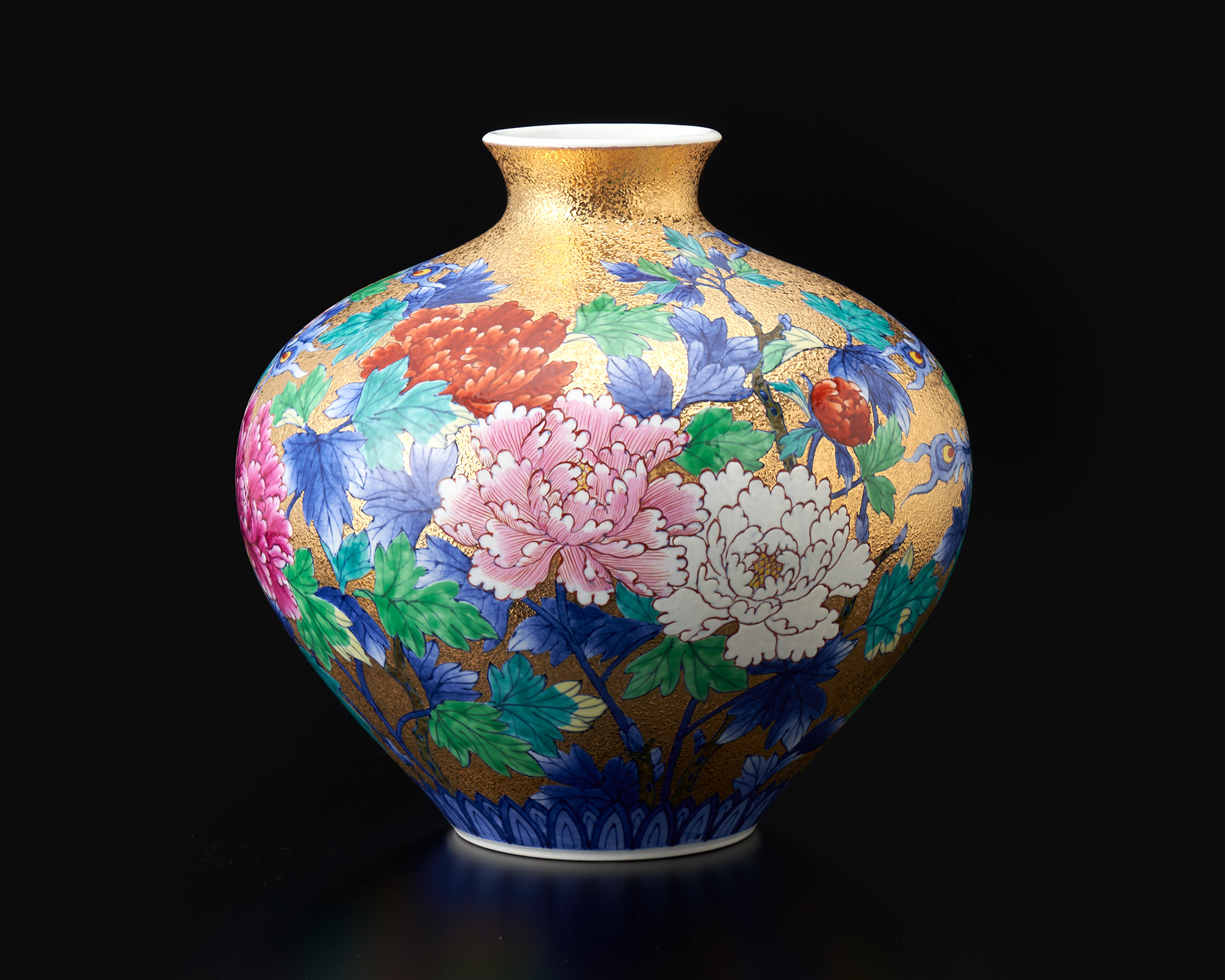 金彩牡丹鳳凰図 花瓶 | 金龍窯 -有田焼工芸美術品窯元-